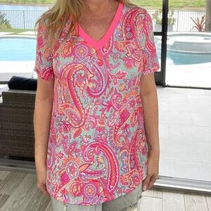 Heimish Boutique Plus Size Paisley V-Neck Women's Top 3X New